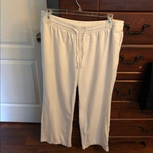 Old Navy White Linen Drawstring Pants